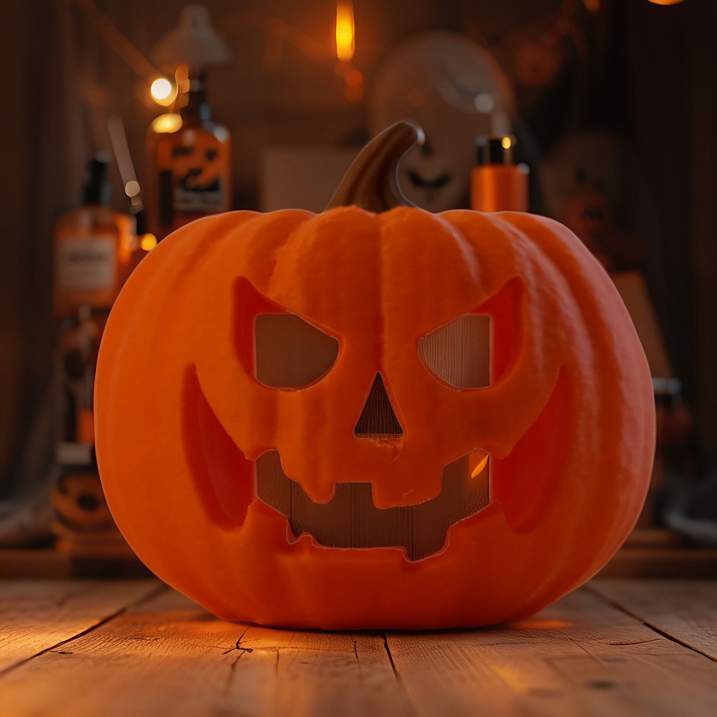 3D-gedruckter Halloween Kürbis mit Öffnung für LED Teelichter – Dekofigur von 3Drucke3D