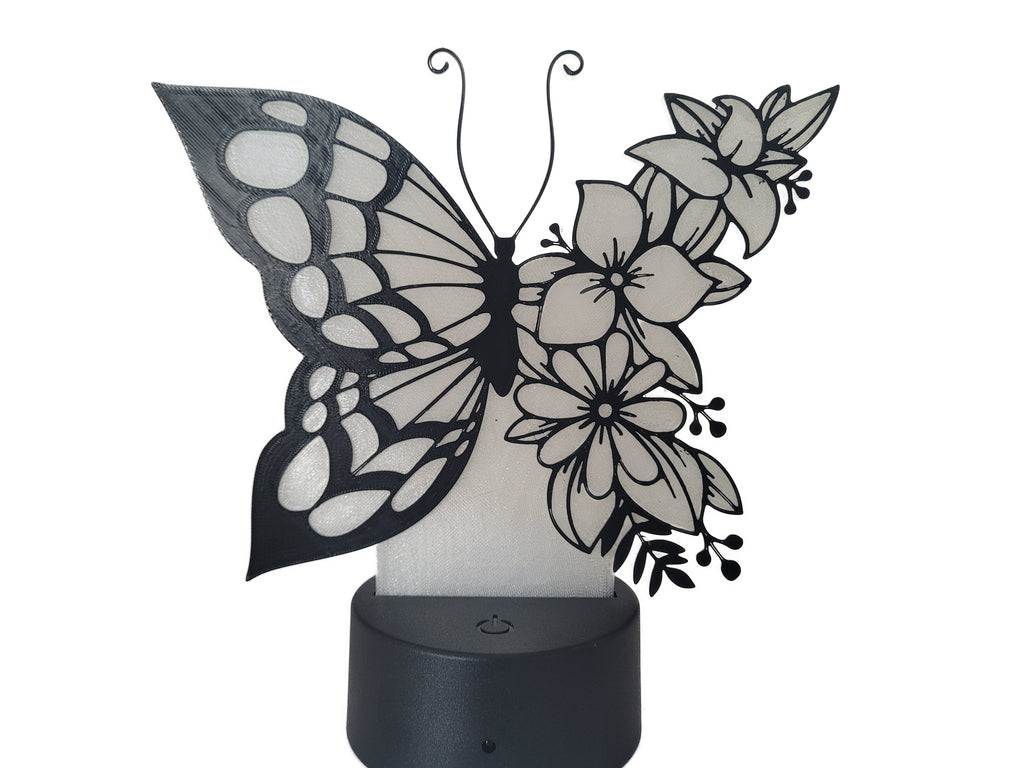 LED Nachtlicht mit Schmetterlingmotiv und Blumenmuster | Farbwechsel inkl. Fernbedienung