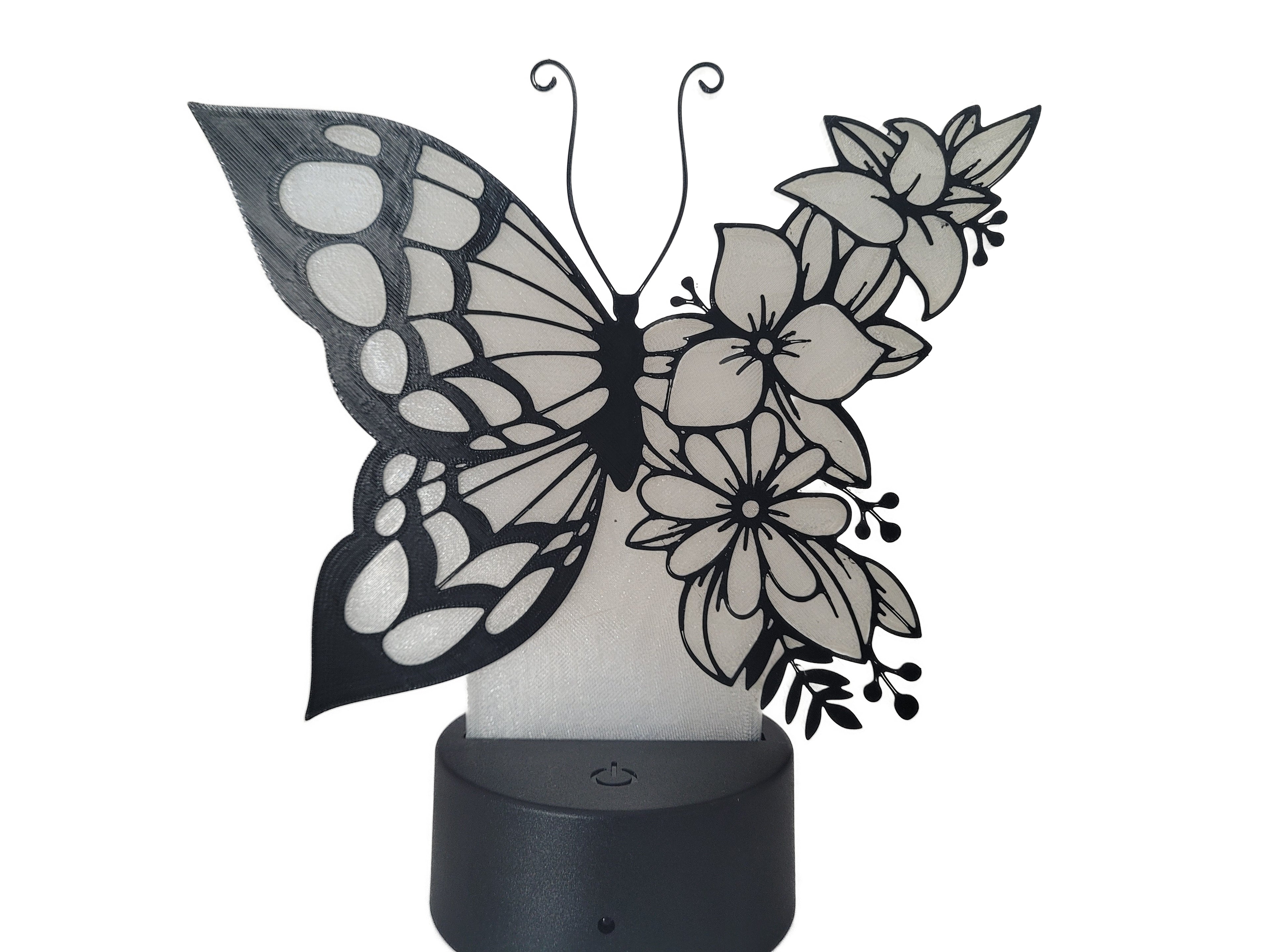 LED Nachtlicht mit Schmetterlingmotiv und Blumenmuster | Farbwechsel inkl. Fernbedienung