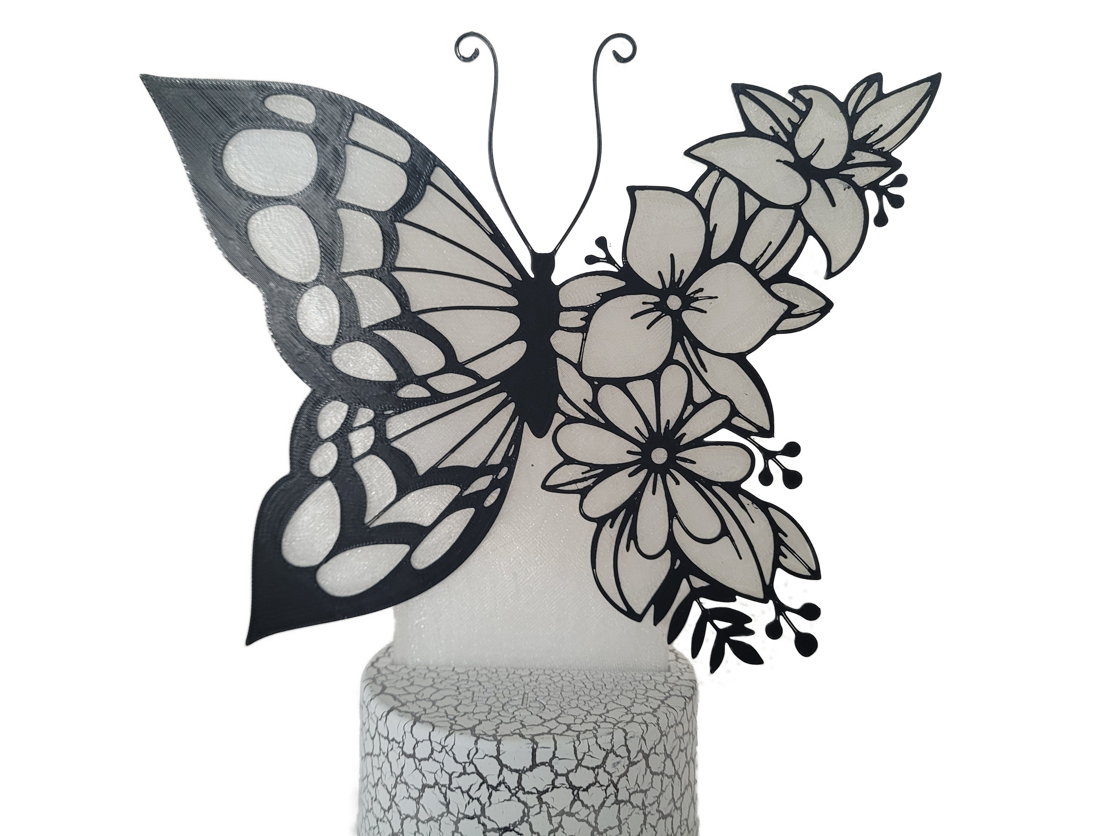 LED Nachtlicht mit Schmetterlingmotiv und Blumenmuster | Farbwechsel inkl. Fernbedienung