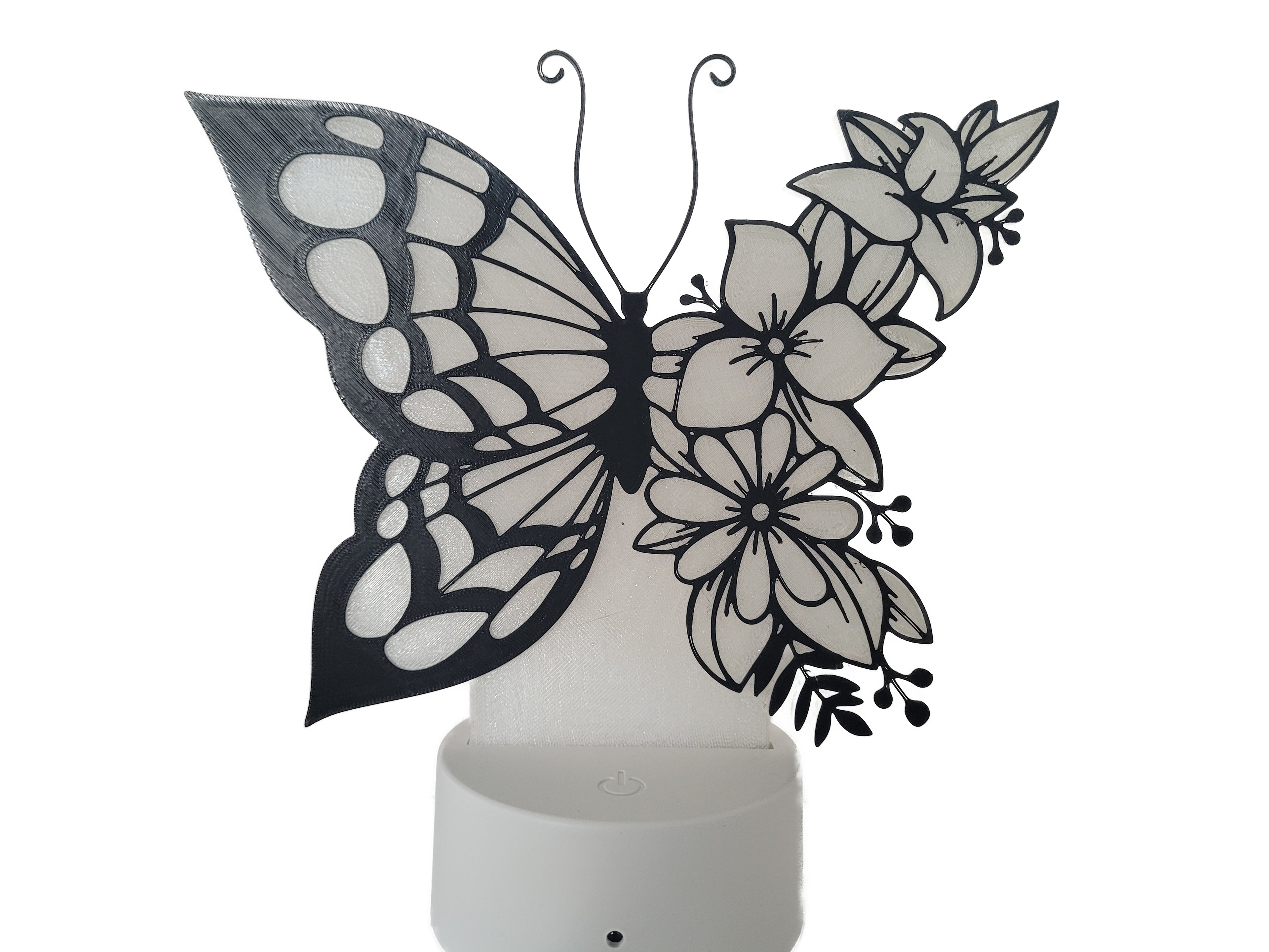 LED Nachtlicht mit Schmetterlingmotiv und Blumenmuster | Farbwechsel inkl. Fernbedienung
