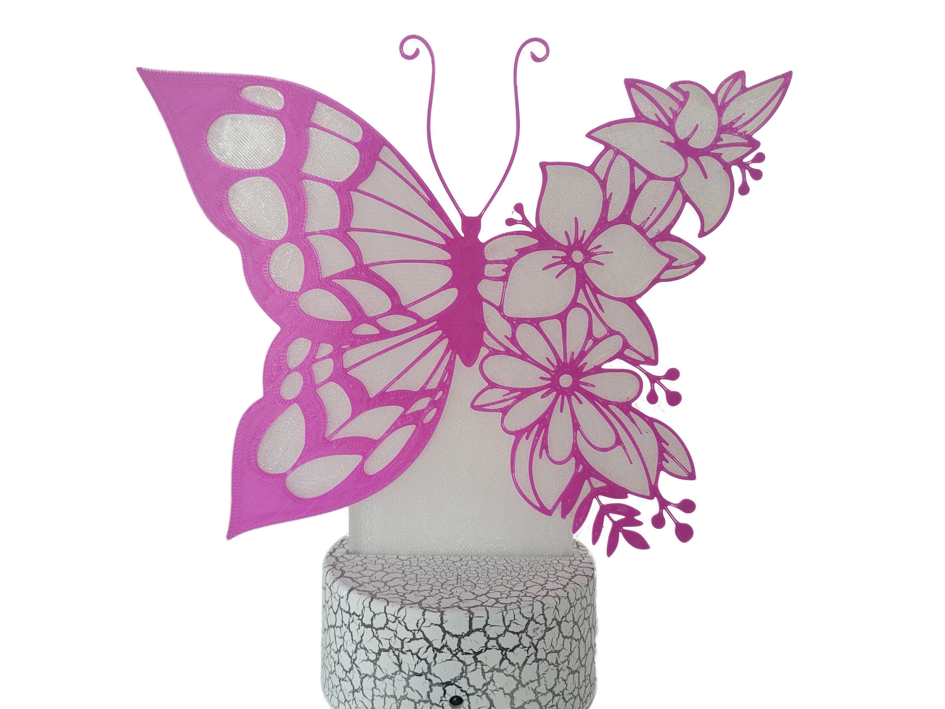 LED Nachtlicht mit Schmetterlingmotiv und Blumenmuster | Farbwechsel inkl. Fernbedienung