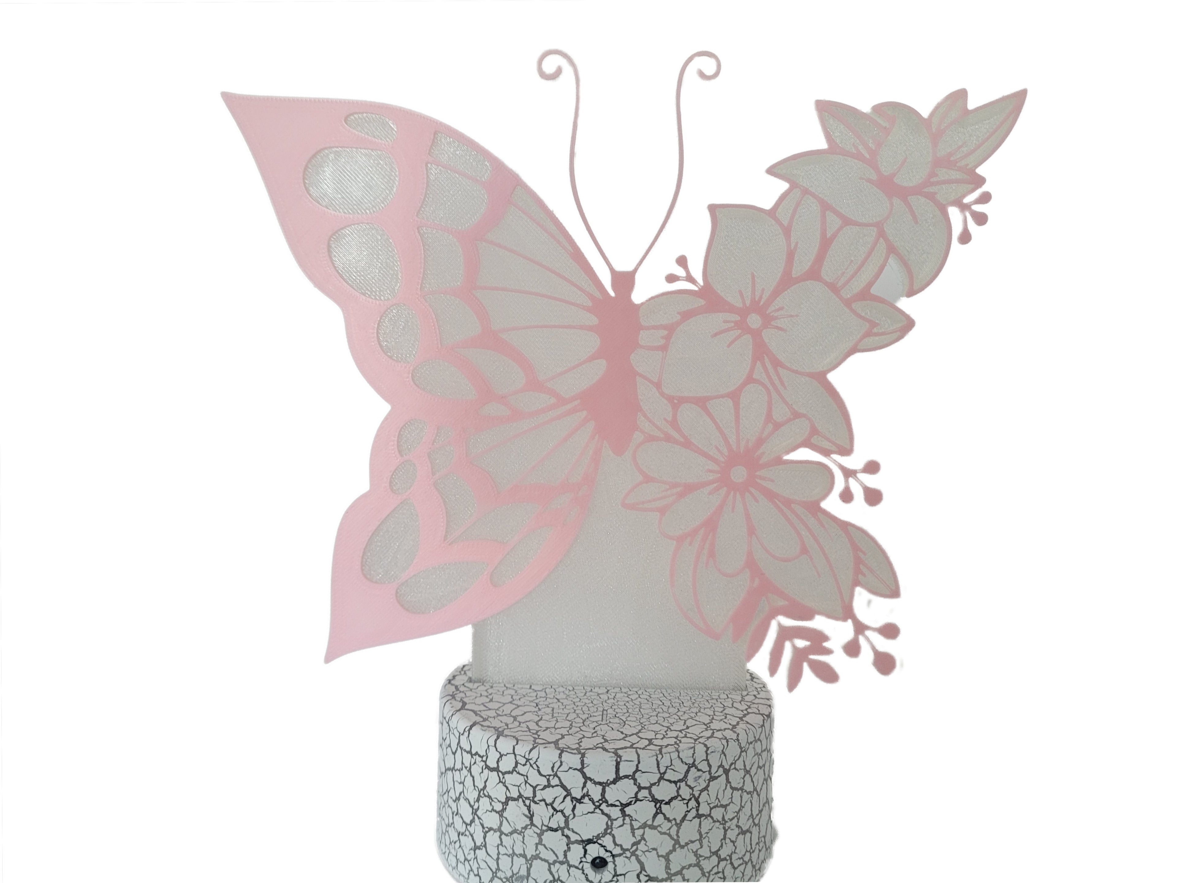 LED Nachtlicht mit Schmetterlingmotiv und Blumenmuster | Farbwechsel inkl. Fernbedienung