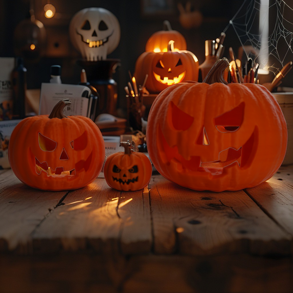 3D-gedruckter Halloween Kürbis mit Öffnung für LED Teelichter – Dekofigur von 3Drucke3D